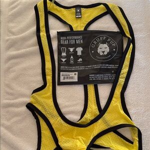 Gruff Pup Yellow and Black Mesh Singlet